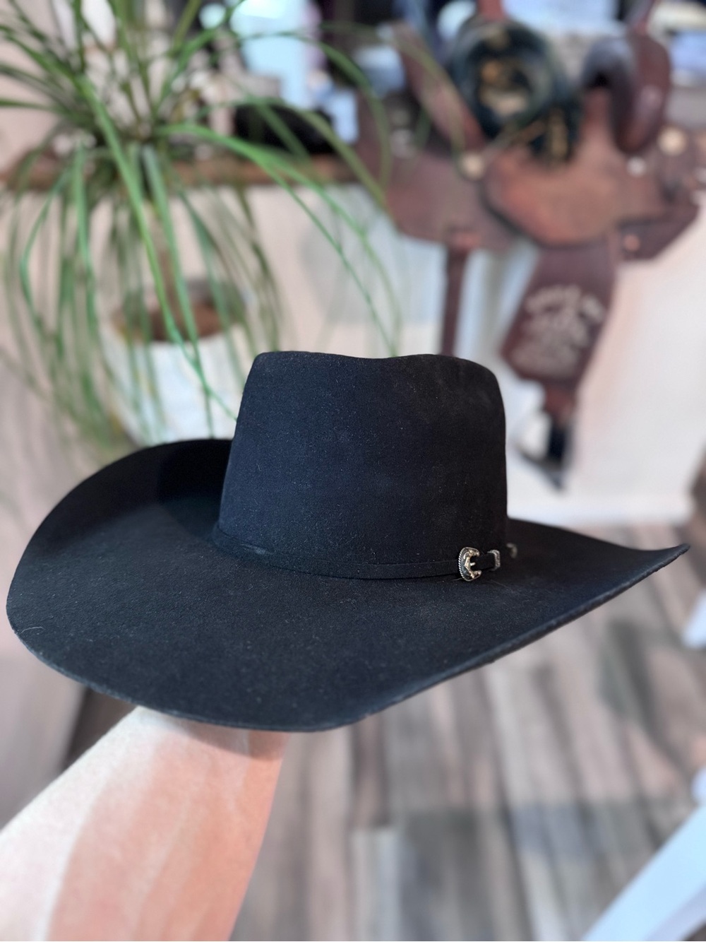 American Hat Company Black Felt Western Hat Cowboy Cowgirl - size 7